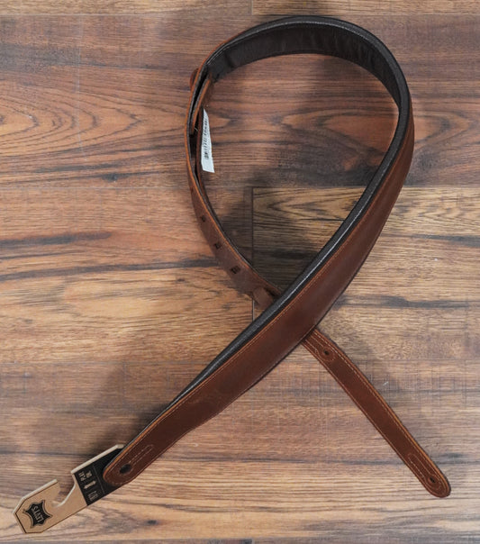 Levy's PM32BH-BRN 3.25” Butter Leather Guitar Bass Strap Brown