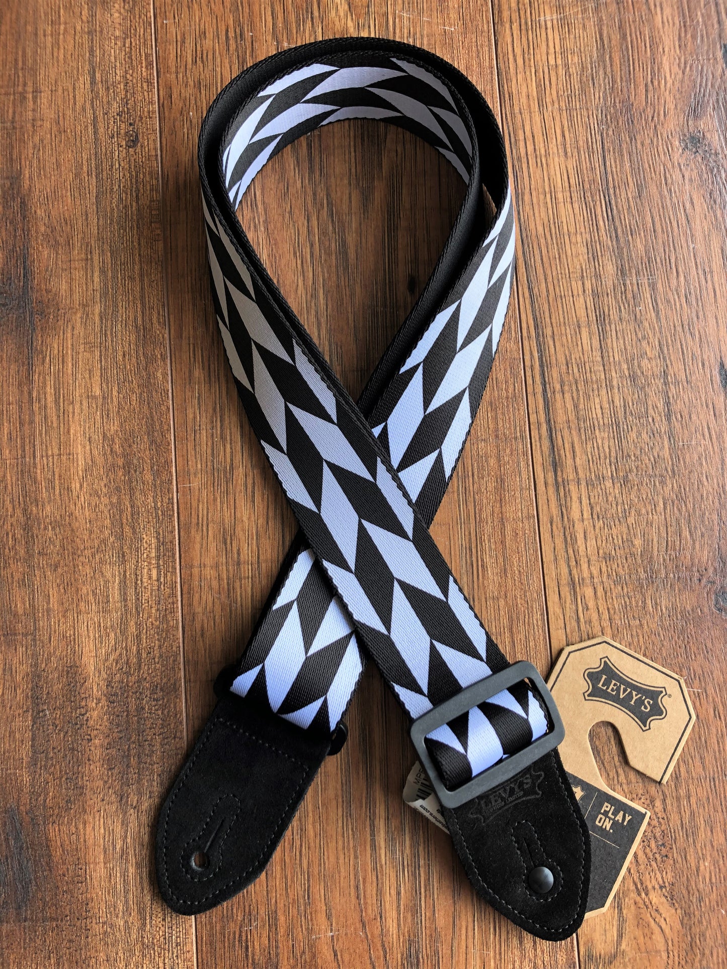 Levy's MPF2-001 2" Adjustable Print Poly Guitar & Bass Strap Black White