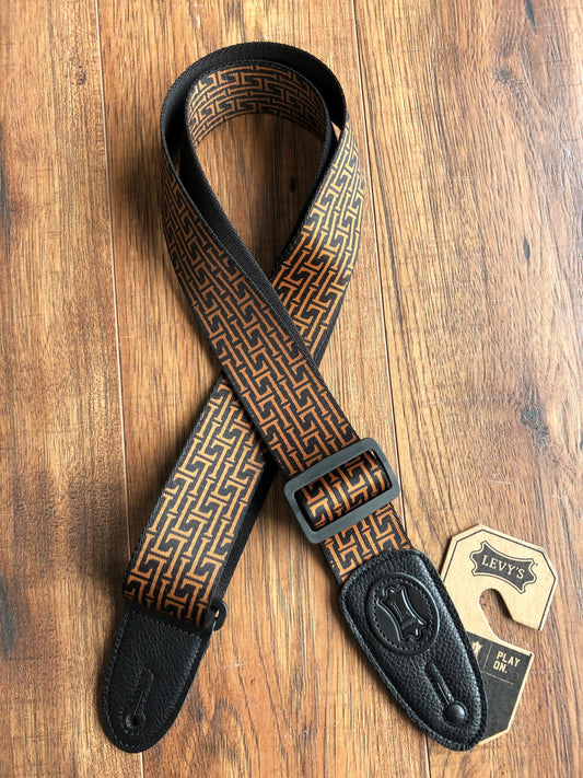 Levy's MPLL-004 2" Adjustable Sublimation Poly Guitar & Bass Strap Brown