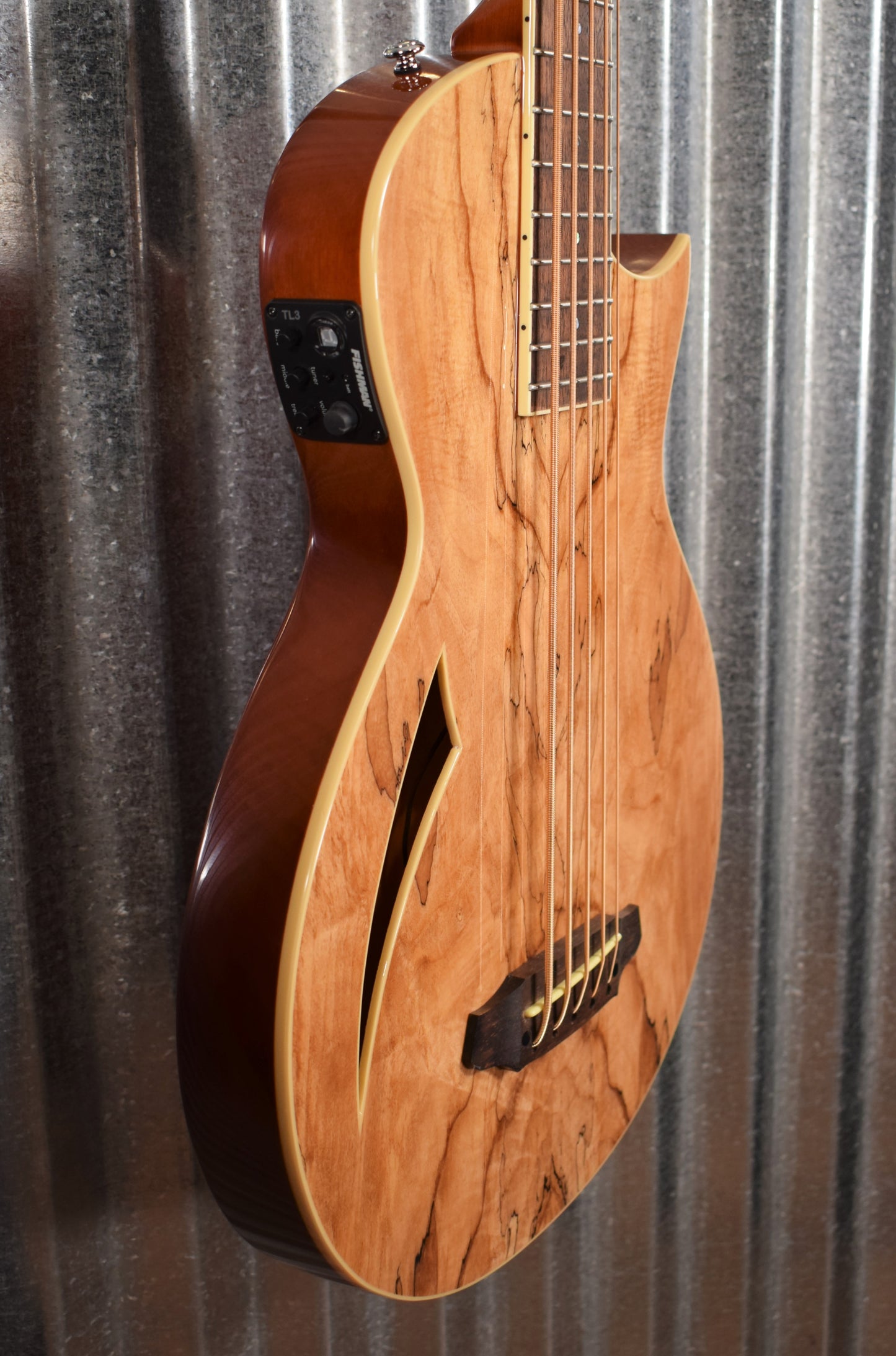 ESP LTD TL-5 Spalted Maple Thinline 5 String Acoustic Electric Bass LTL5SMNAT & Case #1009