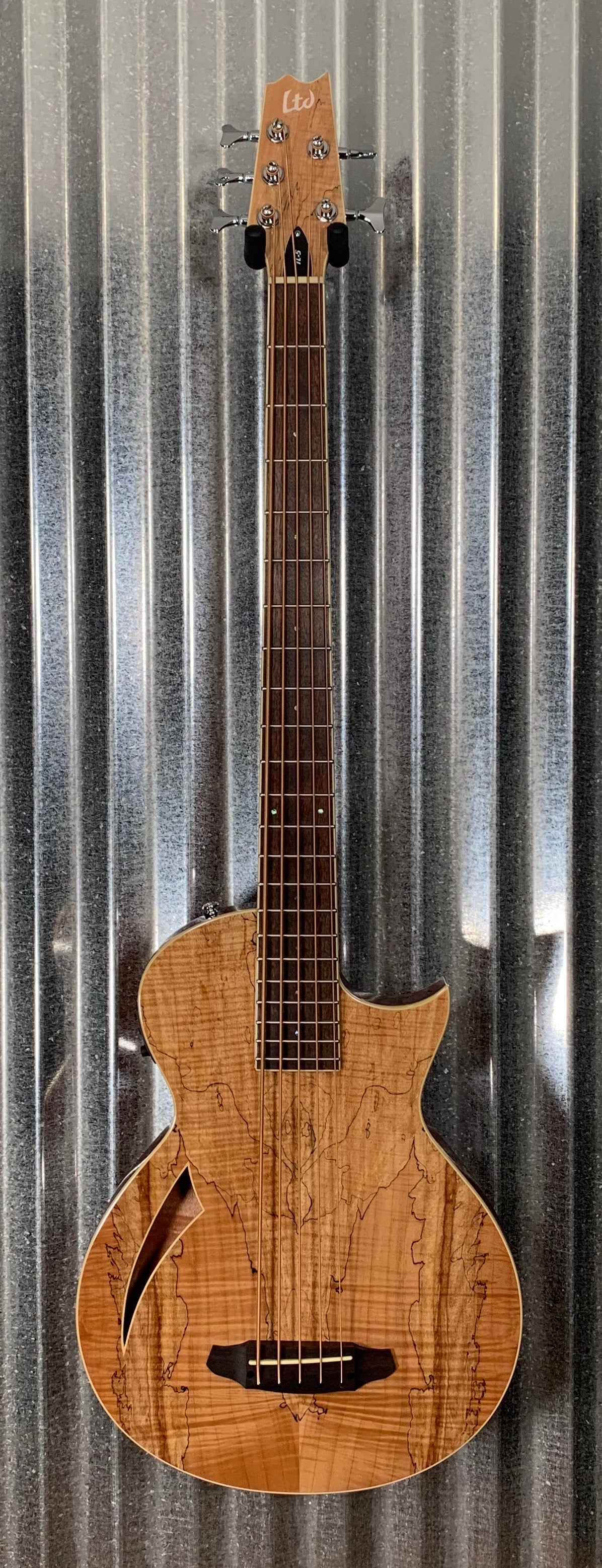 ESP LTD TL-5 Spalted Maple Thinline 5 String Acoustic Electric Bass LTL5SMNAT #1825
