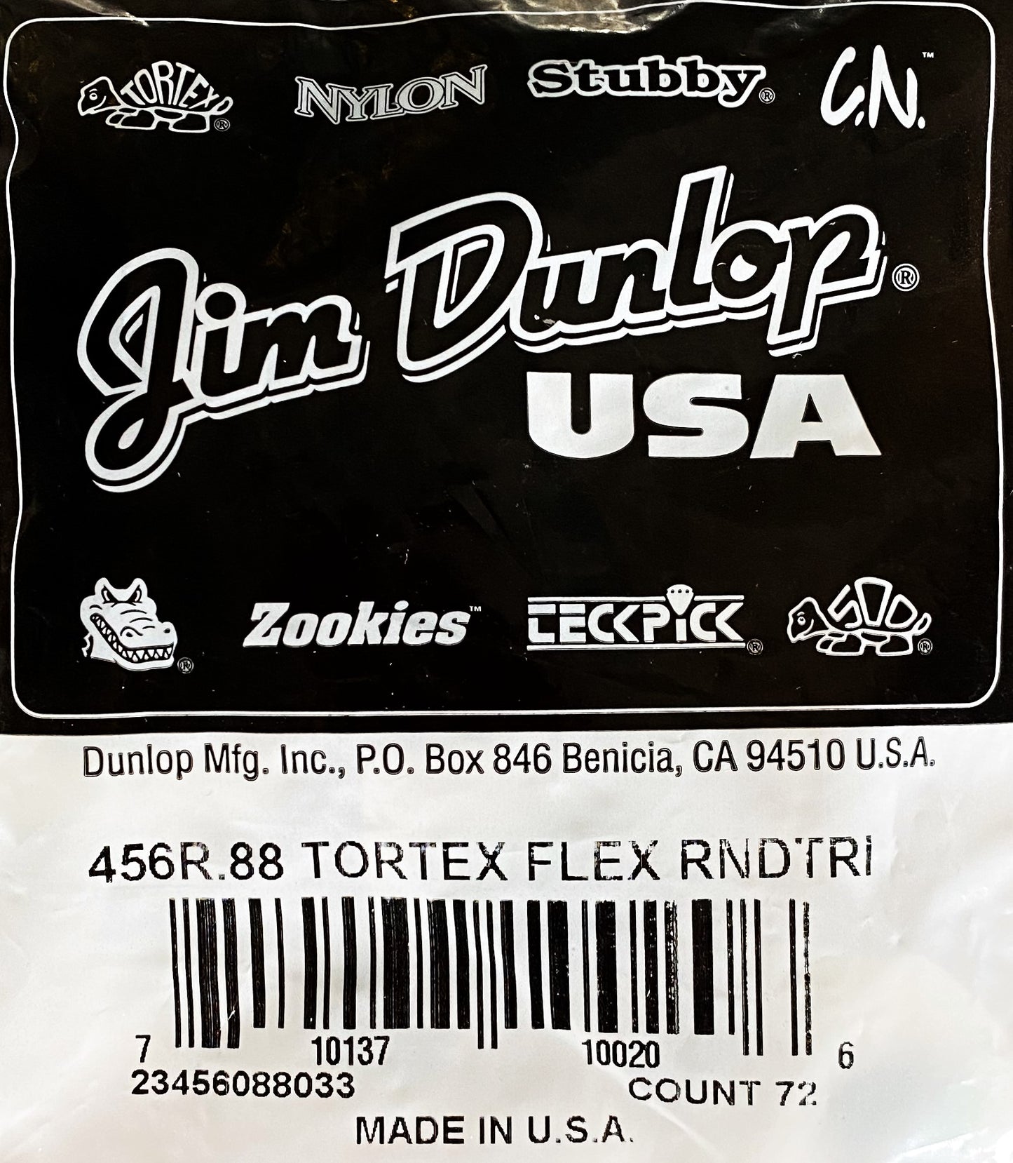 Dunlop 456-088 Tortex Flex Triangle .88mm Guitar Pick Bag 72 Count