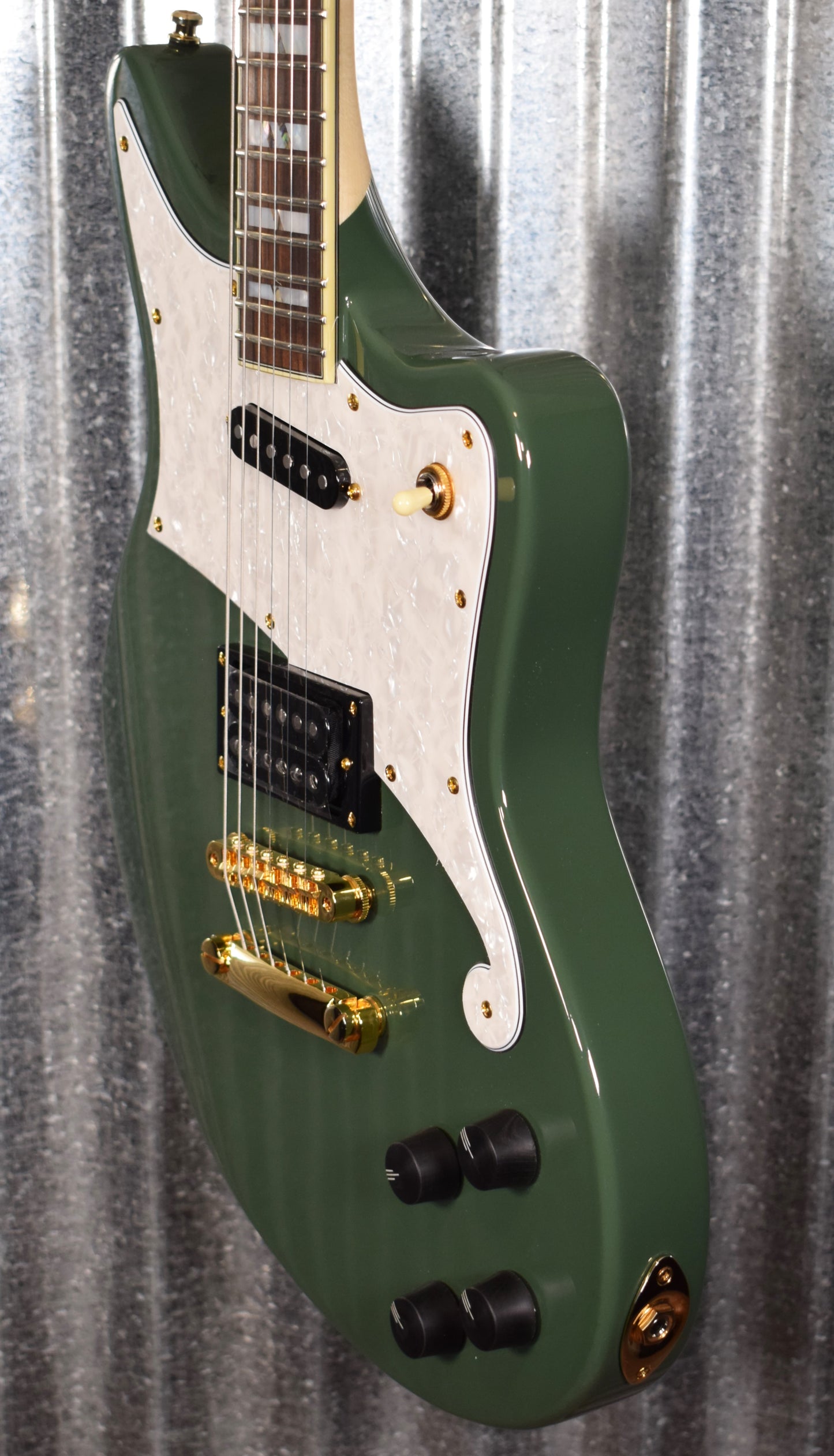 D'Angelico Deluxe Bedford Offset Army Green Guitar & Case #0630
