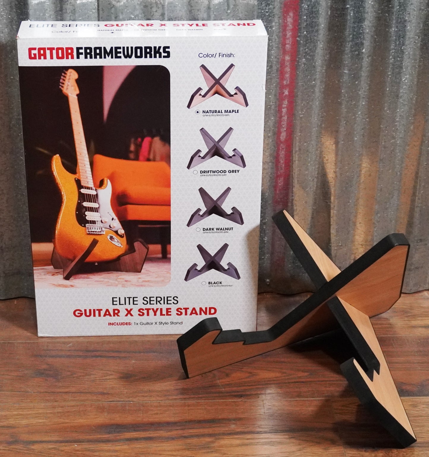 Gator Frameworks GFW-ELITEGTRXSTD-MPL X Floor Guitar Bass Stand Maple