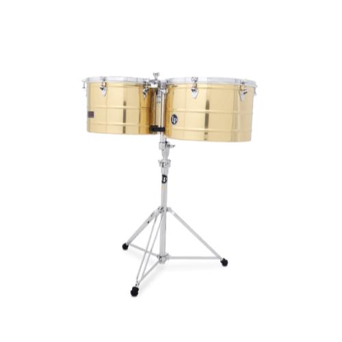 LP Latin Percussion Prestige 15" & 16" Brass Thunder Timbales & Stand LP1516-B