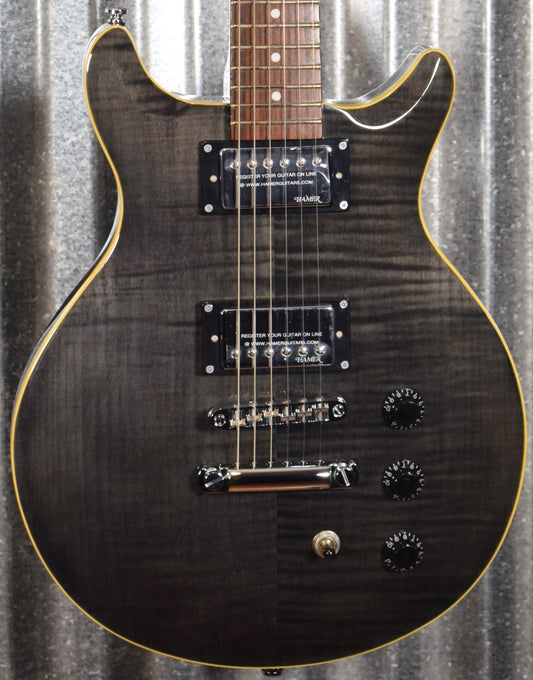 Hamer Archtop Flame Trans Black Double Cut Guitar SATF-TBK Blem #0675