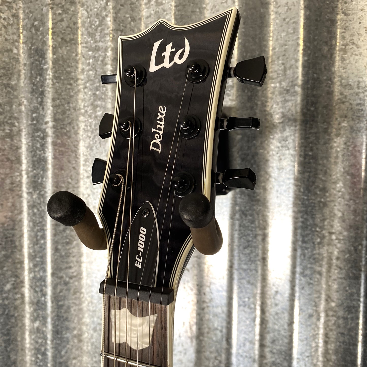 ESP LTD EC-1000 Piezo Bridge Quilt Top See Through Black Guitar & Case #2442 B Stock