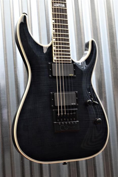 ESP LTD MH-1000 Evertune Flame Top See Through Black EMG Guitar & Case #717