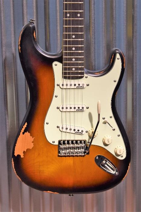 Vintage Guitars Icon V6MRSSB Sunburst Distressed Wilkinson Guitar & Case #206