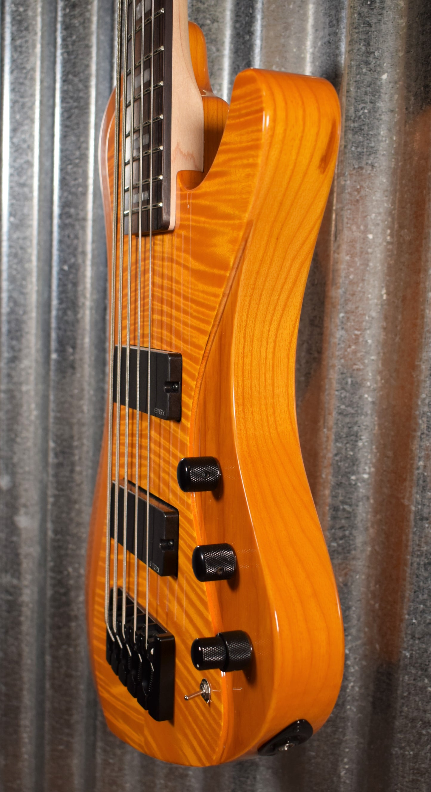 ESP LTD STREAM-1005 Flame Honey Natural EMG 5 String Bass & Case #0523 Used