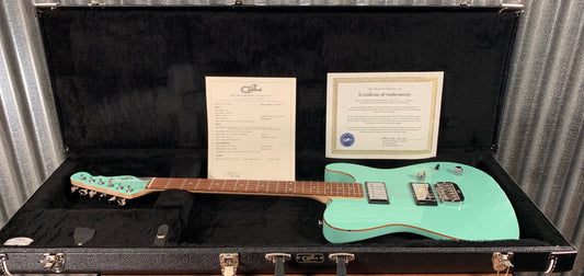 G&L Guitars USA Fullerton Custom ASAT Deluxe HH RMC Surf Green Guitar & Case #3251
