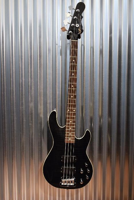 G&L Tribute M-2000 GTS 4 String Carved Flame Top Trans Black Bass #8223