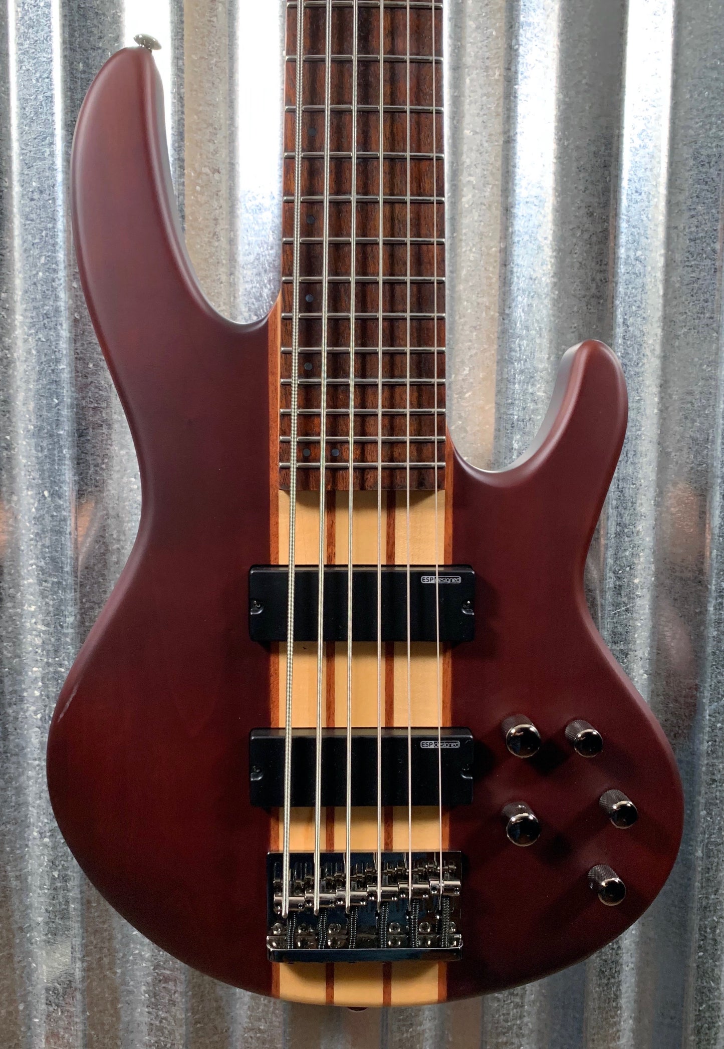 ESP LTD D-6 6 String Bass Natural Satin & Case LD6NS #0569