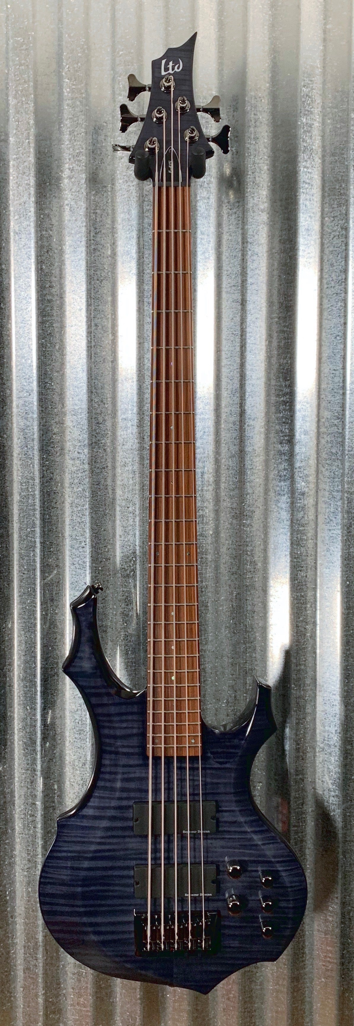 ESP LTD F-415FM Flame See Thru Black Seymour Duncan 5 String Bass & Case LF415FMSTBLK #0552 Demo
