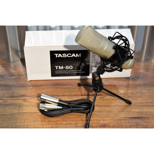 Tascam TM-80 Studio Recording Condenser Microphone & Shock Mount + Stand