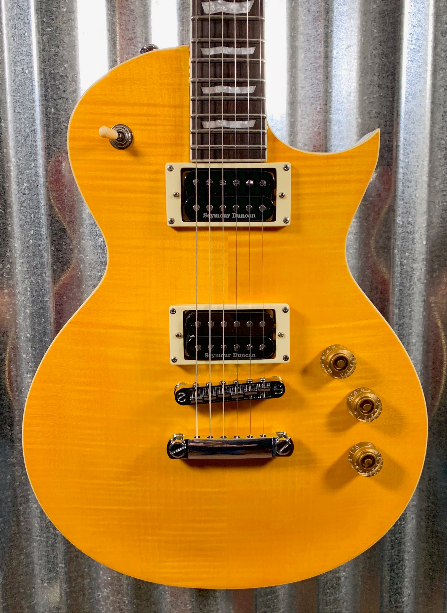 ESP LTD EC-256 Flame Lemon Drop Seymour Duncan Guitar & Bag LEC256LD #2382 Demo