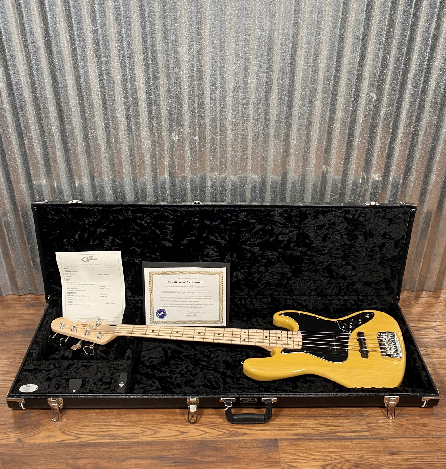 G&L USA JB-5 5 String Jazz Bass Butterscotch Blonde & Case JB5 #2134