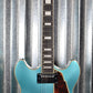 D'Angelico Premier DC Double Cut Semi Hollow Stop Bar Ocean Turquoise Guitar & Bag #0159