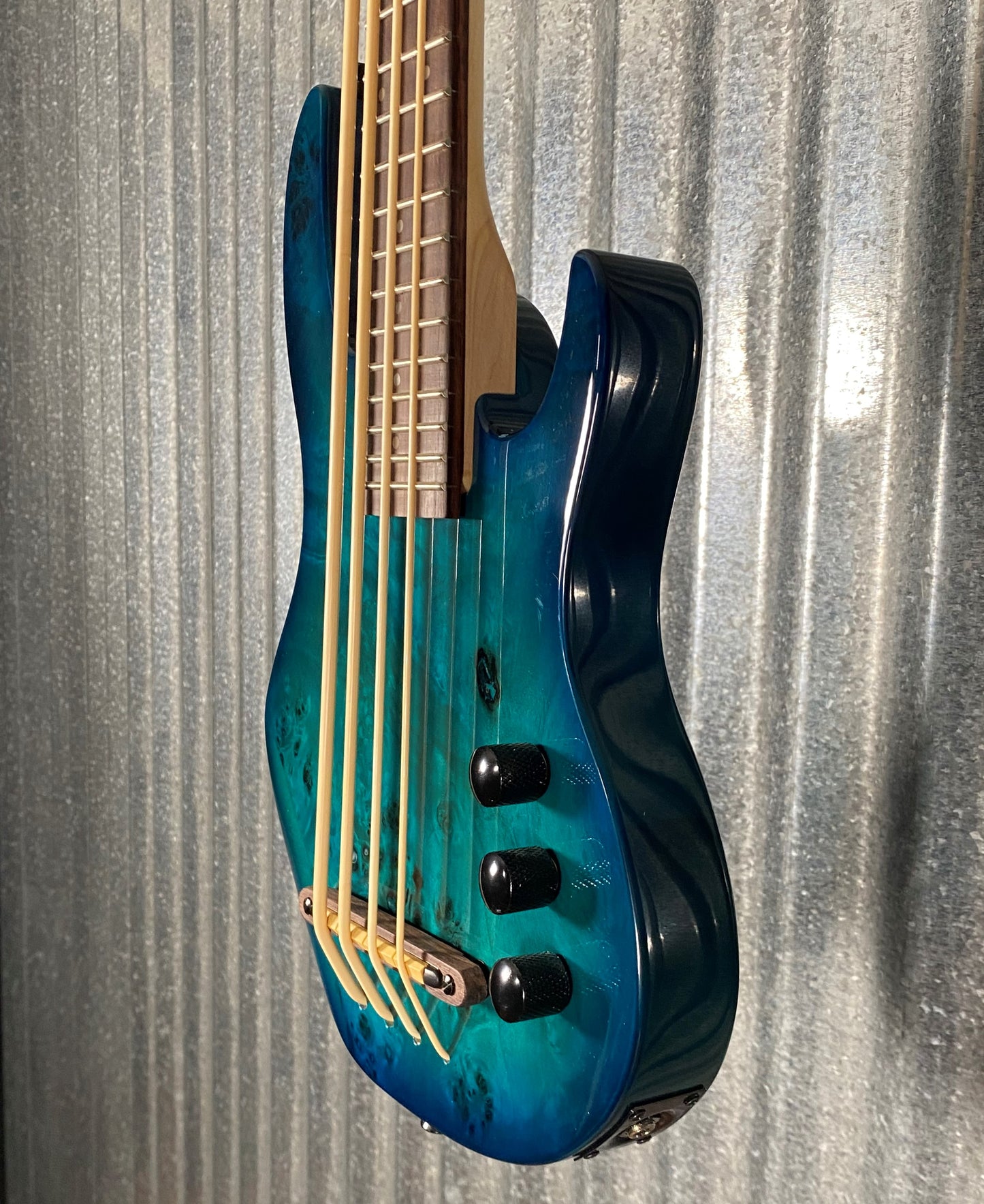 Smiger EUB-02B Burl Top Aquaburst Electric Ukulele Bass #0001