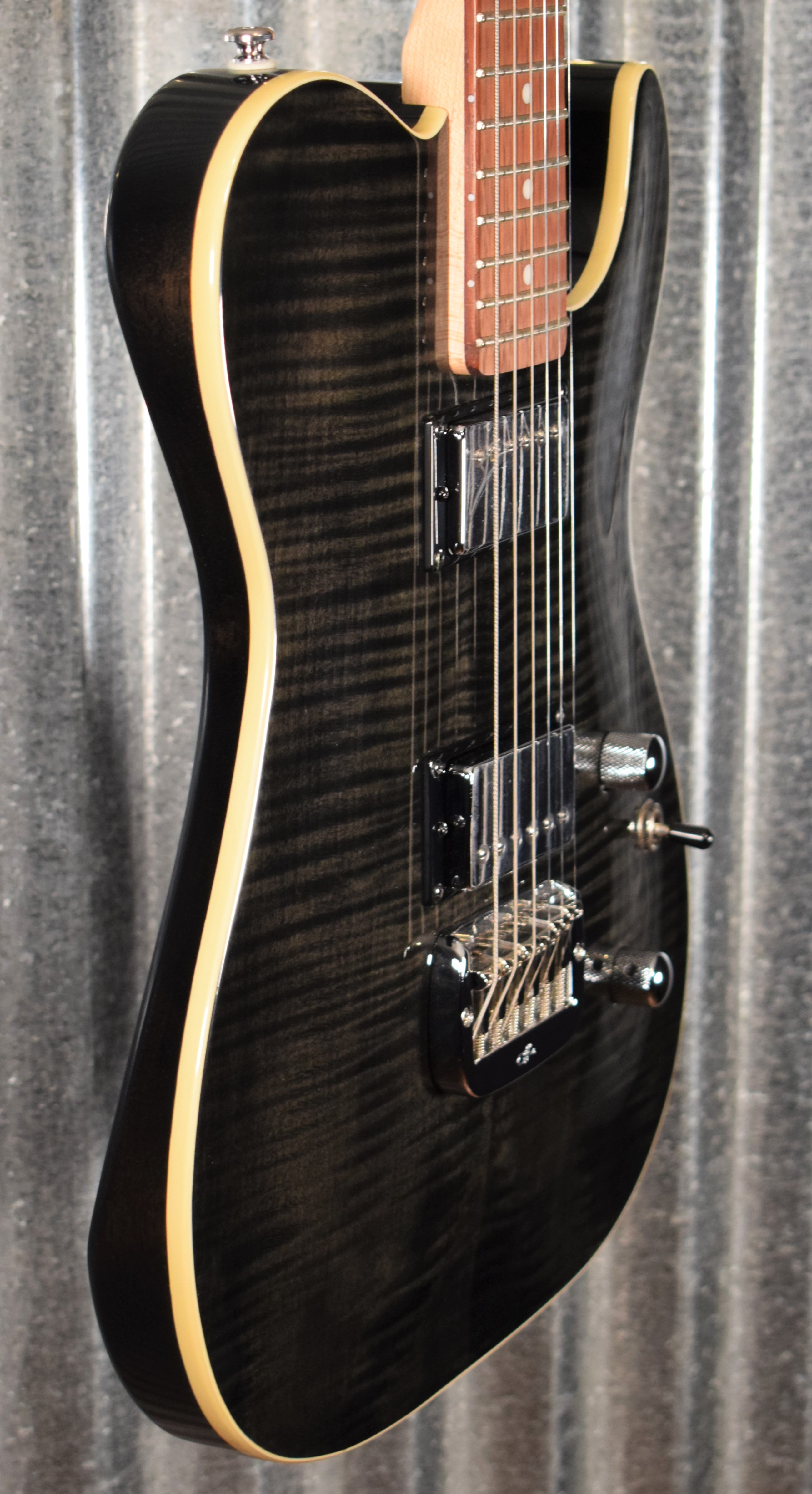 G&L Tribute ASAT Deluxe Carved Top Trans Black Guitar #4905