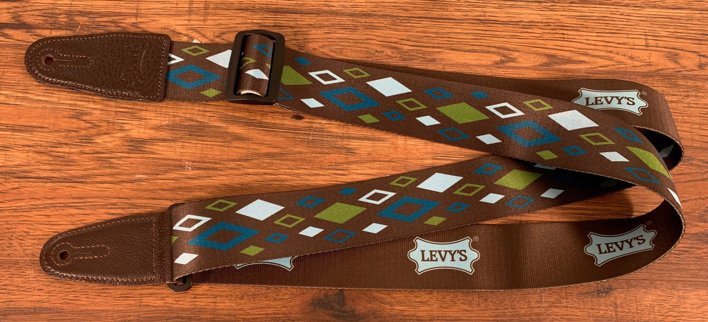 Levy's MP2SLD-010 2" Polyester Sublimation Guitar Strap Diamonds Green Blue