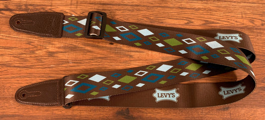 Levy's MP2SLD-010 2" Polyester Sublimation Guitar Strap Diamonds Green Blue