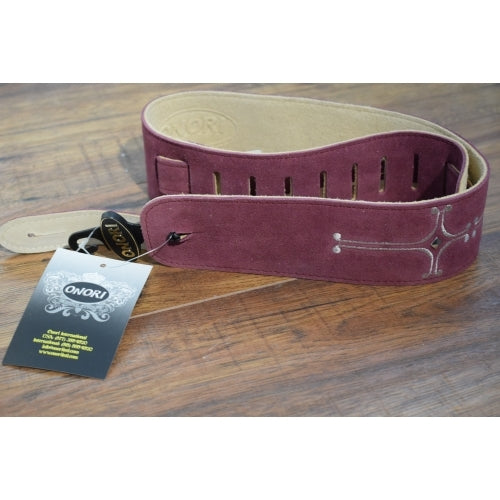 Onori S2HC-BUR Burgundy Suede Cross Adjustable Guitar Strap