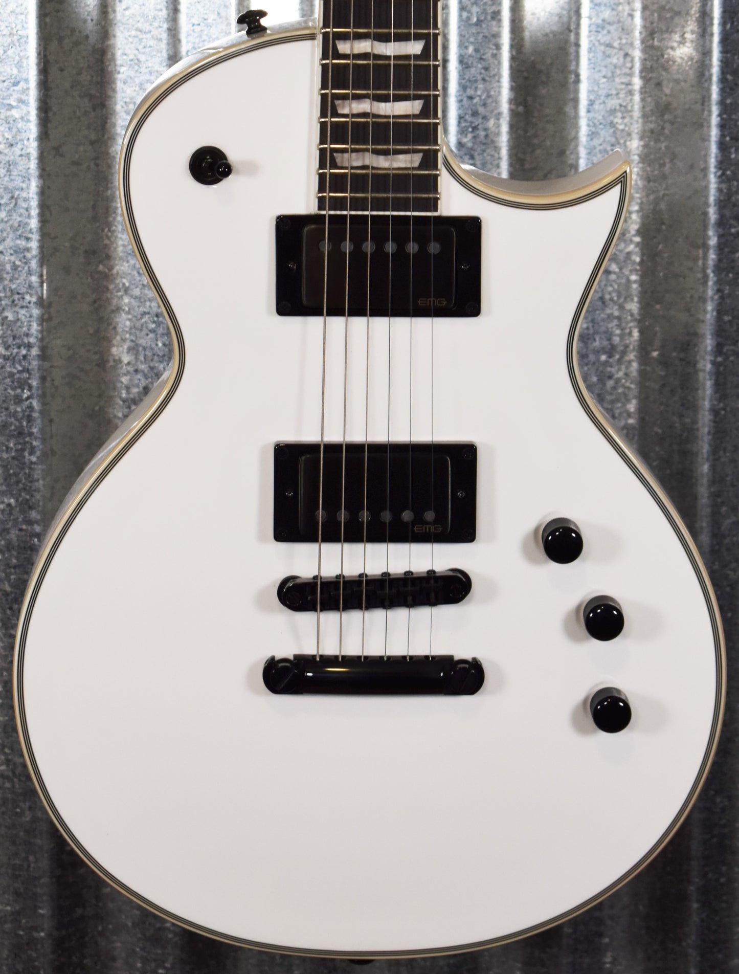 ESP LTD EC-1001T Custom Snow White EMG Guitar EC1001TCTMSW & Case #0414 Used