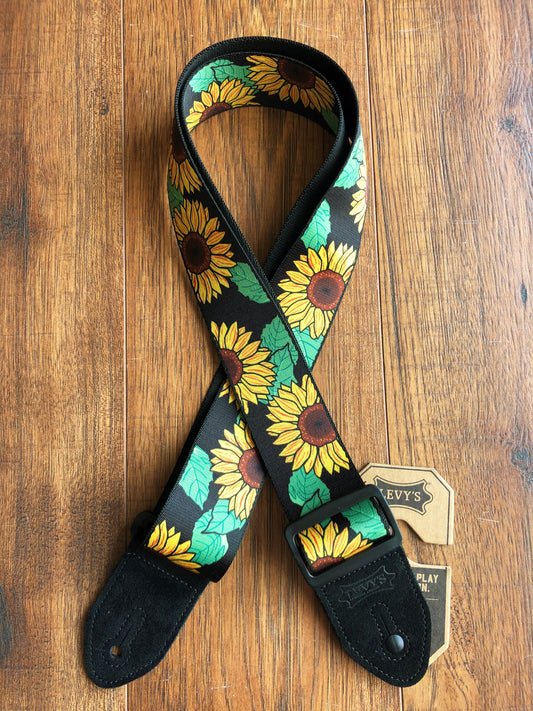 Levy's MP2-009 2" Adjustable Print Poly Guitar & Bass Strap Sunflower Yellow