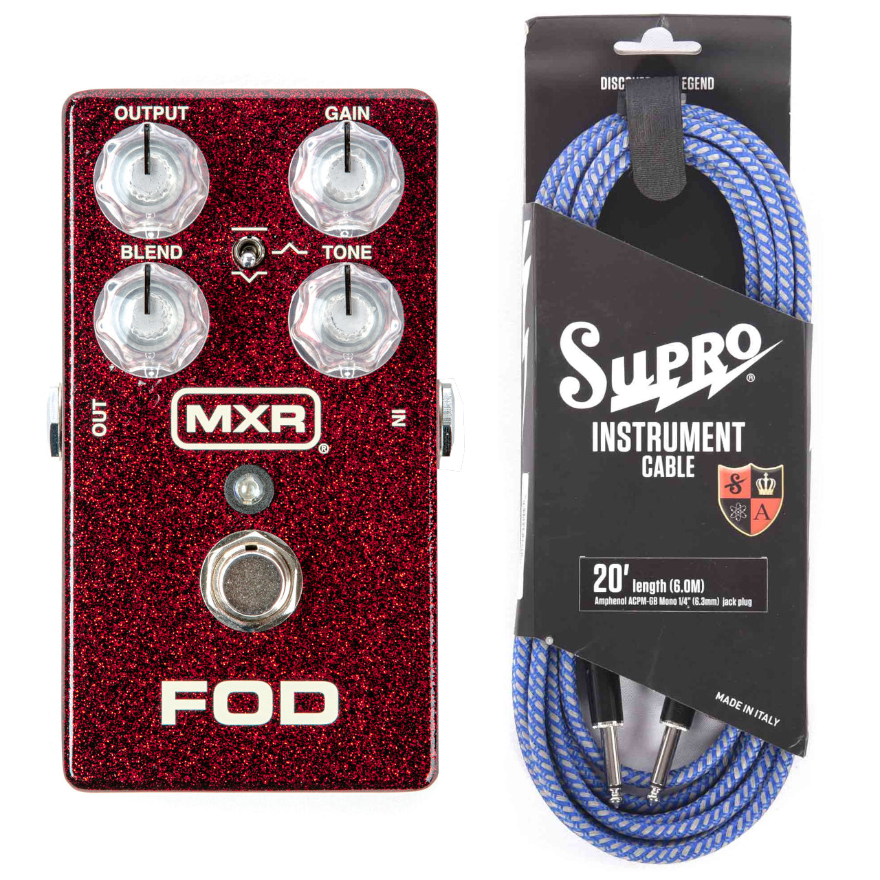 Dunlop MXR M251 FOD Drive Overdrive Guitar Effect Pedal + FREE Supro 20' Cable