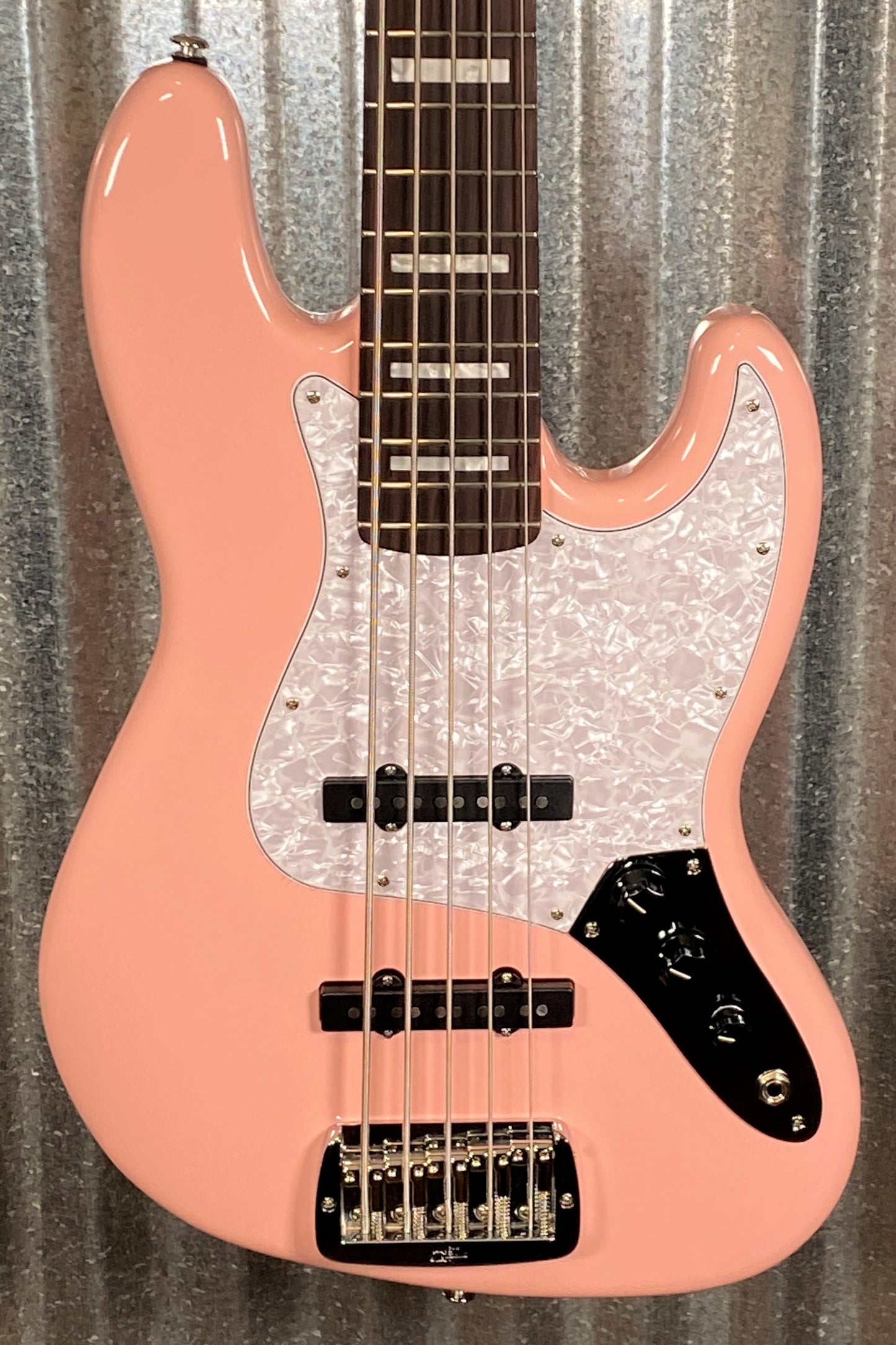 G&L USA JB-5 5 String Jazz Bass Shell Pink & Case JB5 #0031