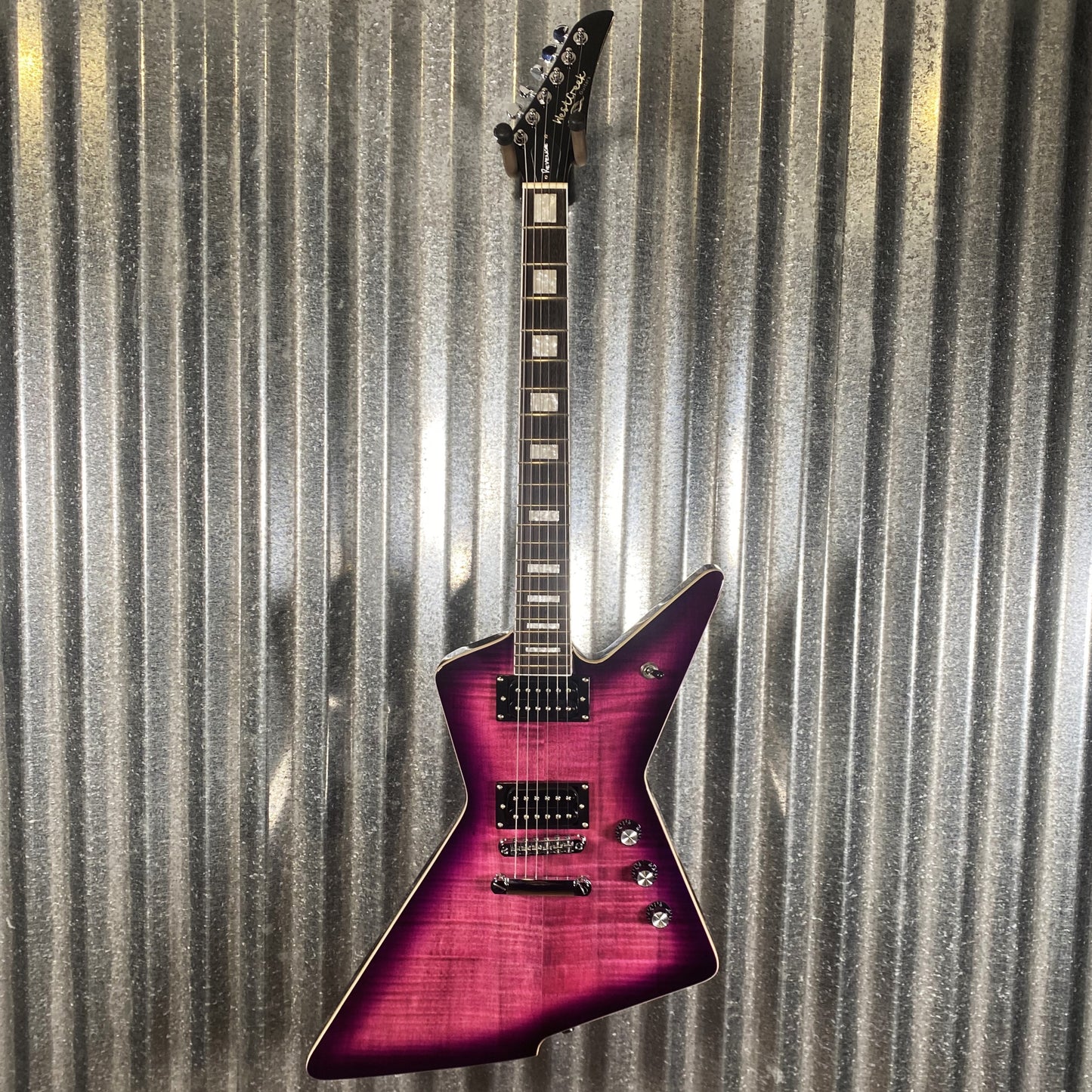 Westcreek Revenge Explorer Flame Transparent Purple Burst Guitar #0073 Used