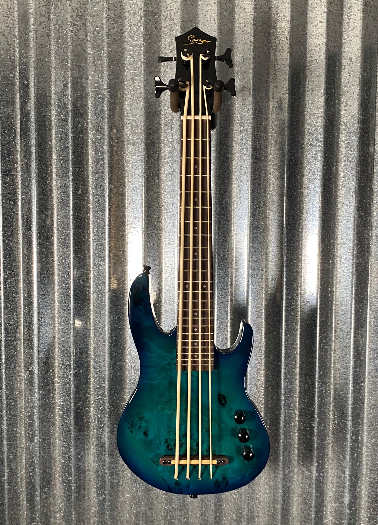 Smiger EUB-02B Burl Top Aquaburst Electric Ukulele Bass #0001