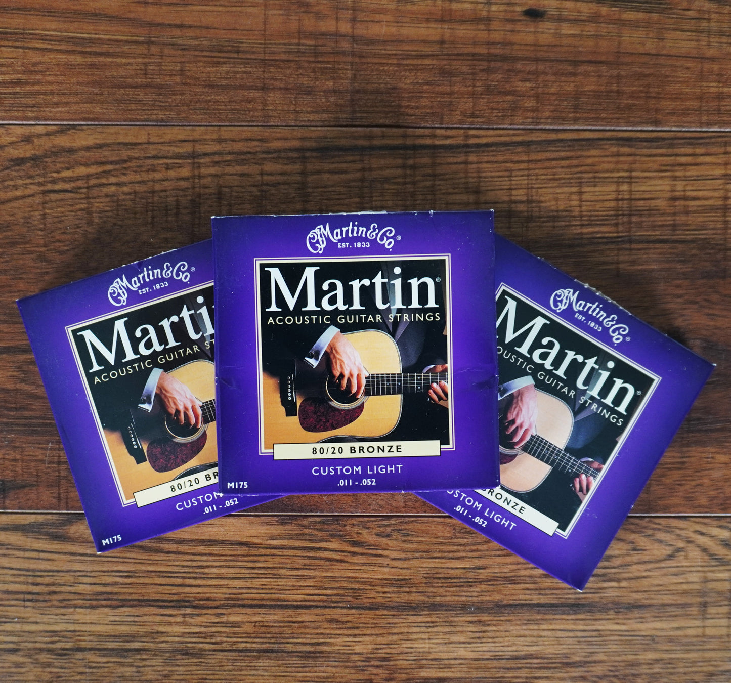 Martin M175 Acoustic Guitar String Set 80/20 Bronze Custom Light 11-52 3 Pack