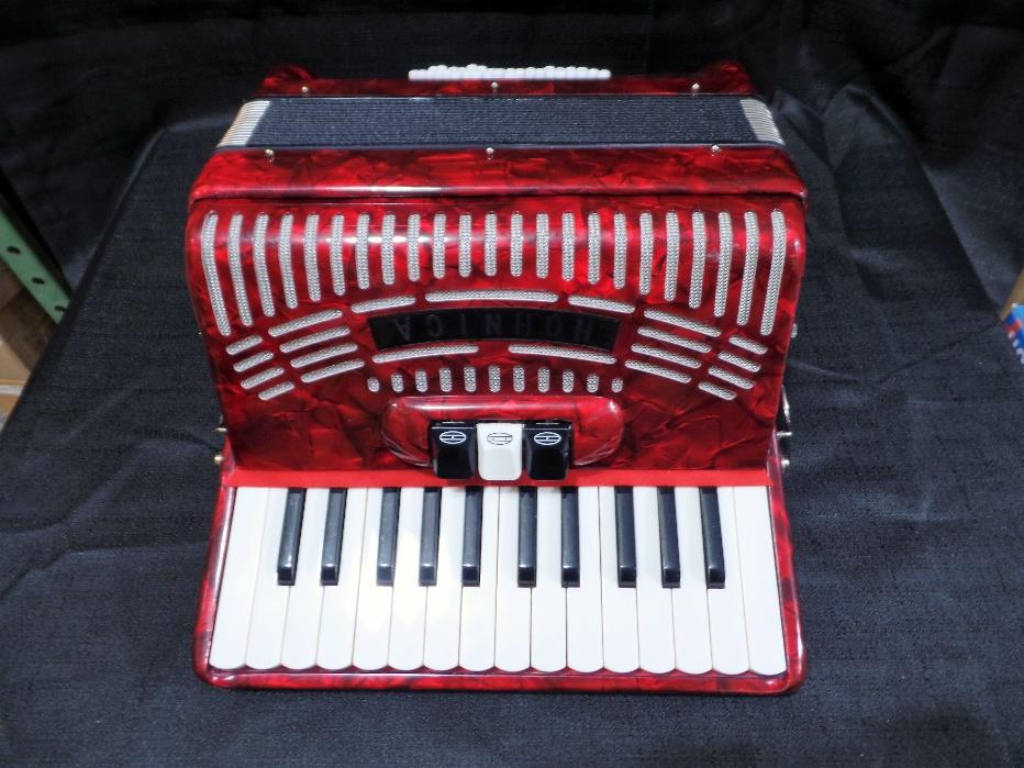 Hohner Hohnica 1304 Red Pearl Beginner 26 Key 48 Bass Accordion Case For Parts 2