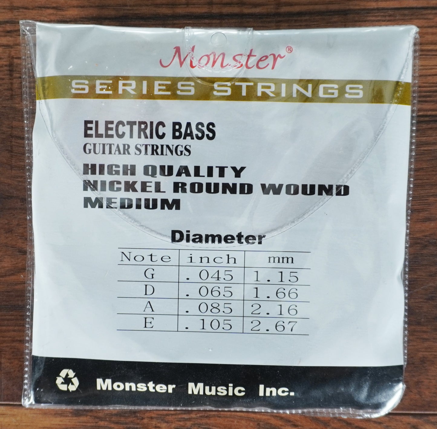Monster Music A606 4 String Bass Set Nickel Round Medium 45-105 3 Pack