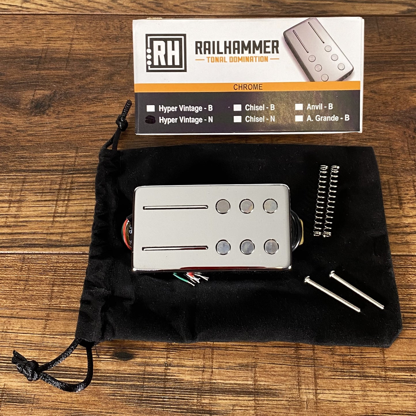 RailHammer Hyper Vintage Chrome Neck Humbucker Guitar Pickup