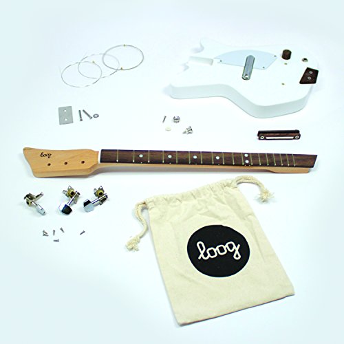 Loog DIY White 3 String Electric Guitar Kit Strap & Instructional Book Free APP