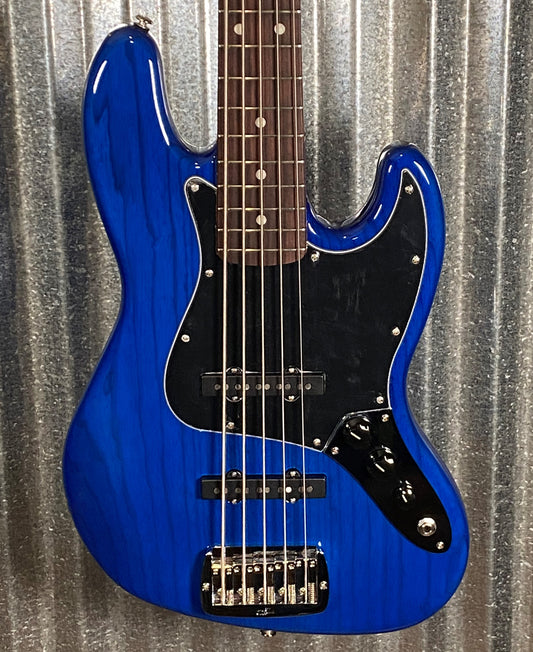 G&L USA JB-5 Clear Blue 5 String Jazz Bass Rosewood Satin Neck & Case JB5 #3175