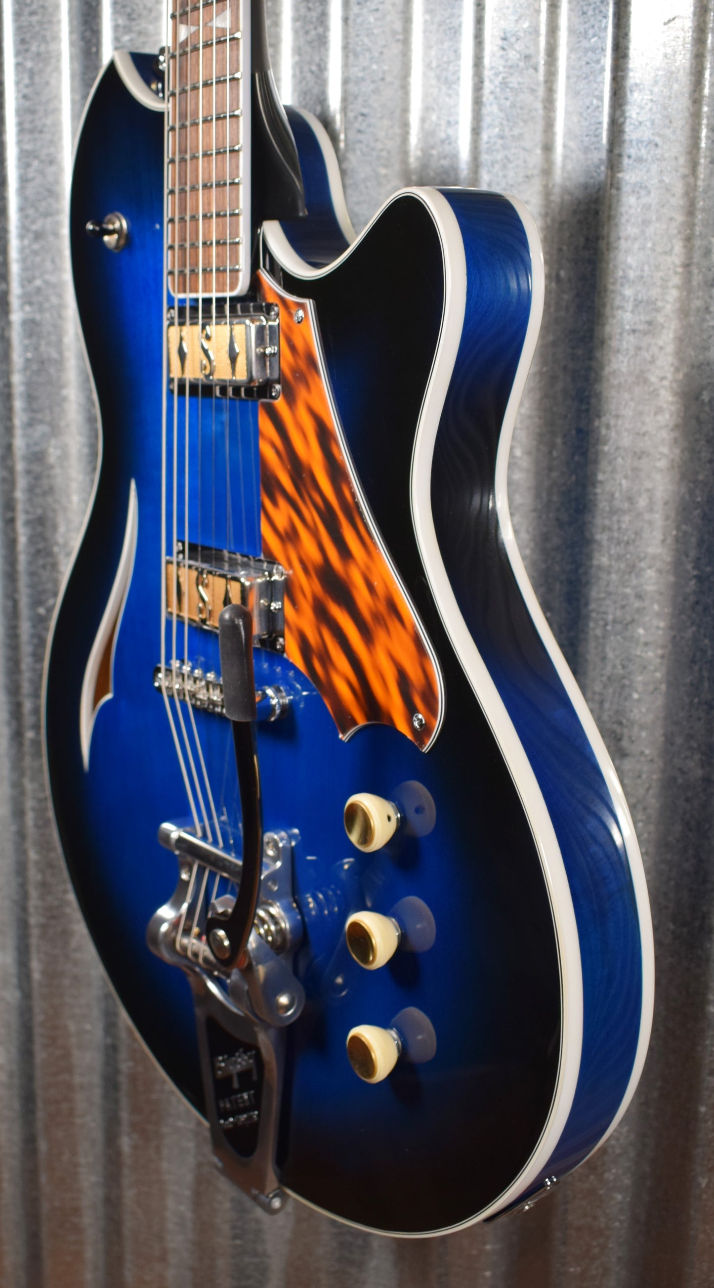 Supro USA 2052ABB7 Clermont Thinline Semi Hollow Trans Blueburst Bigsby Guitar & Case Demo #0378