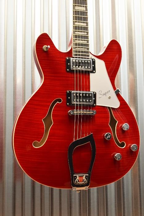 Hagstrom Super VIking SUVIK-WCT Wild Cherry Flame Top Semi-Hollow Guitar #337