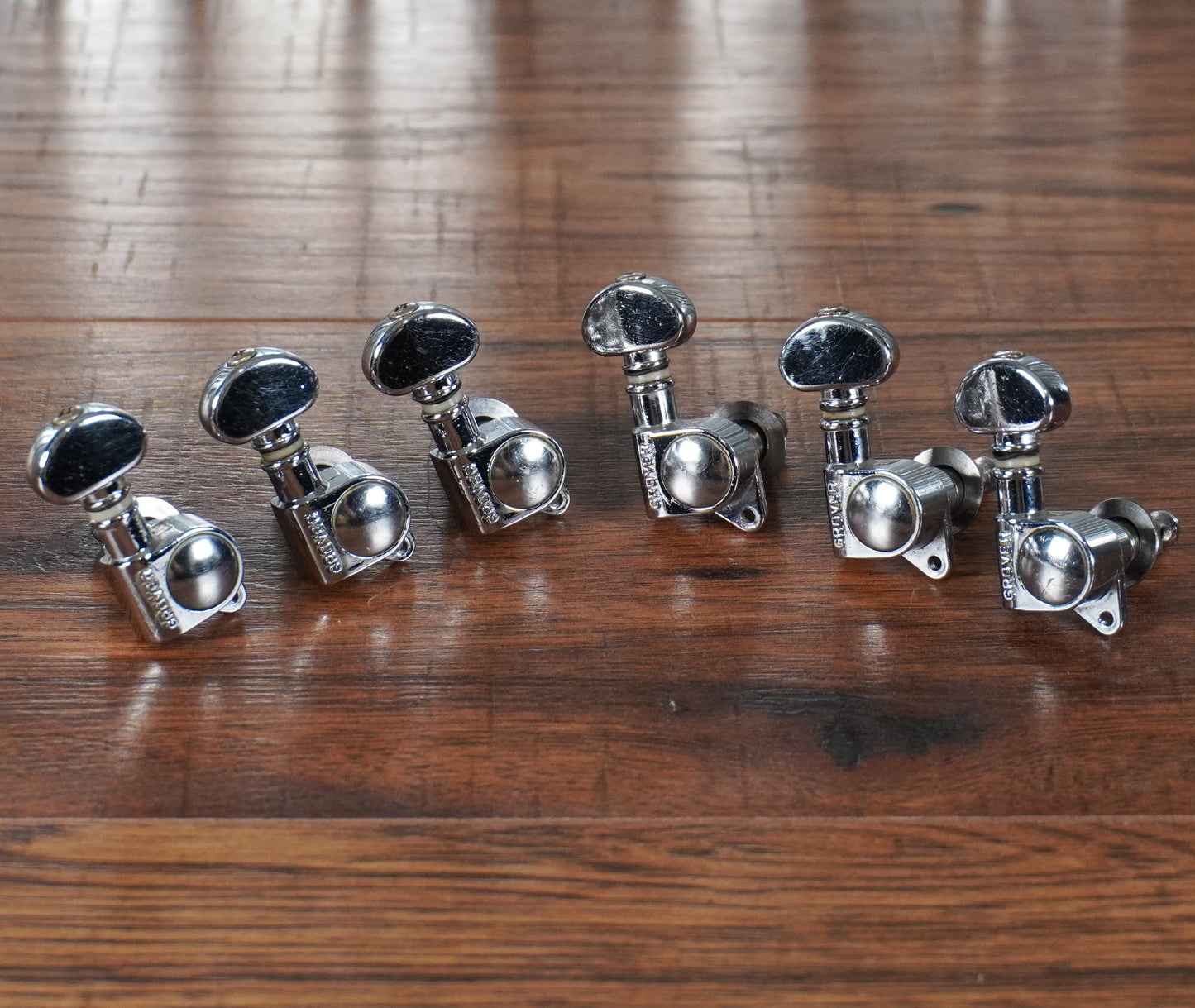 Grover Chrome 6 In Line Right Hand Electric Guitar Tuner Set Used