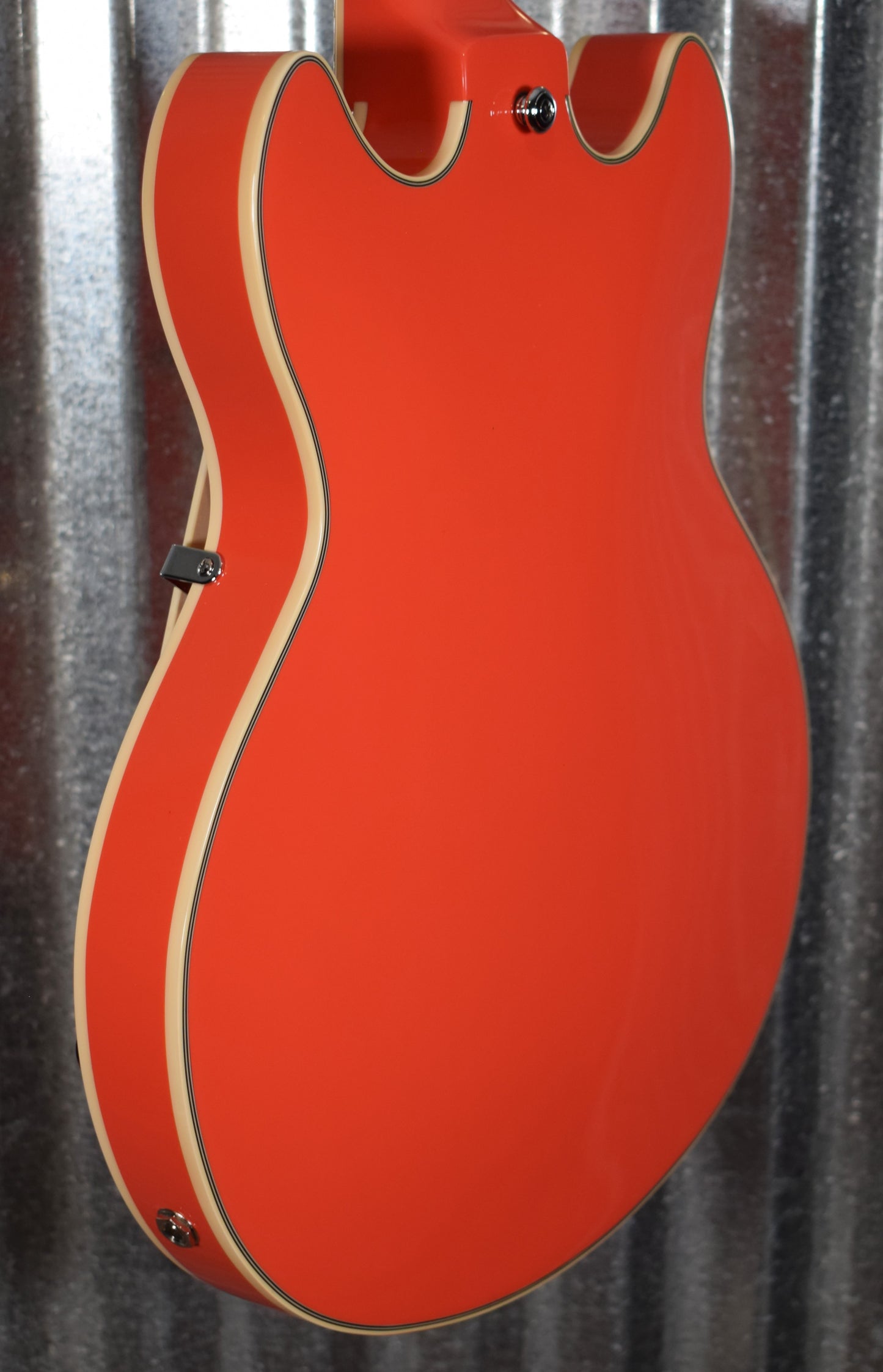 D'Angelico Premier Mini DC Cut Semi Hollow Stop Bar Fiesta Red Guitar & Bag #0182