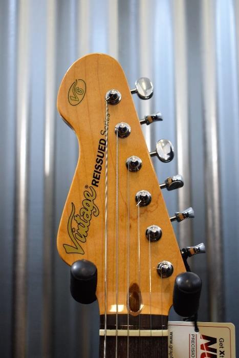 Vintage Guitars V6JMH Fillmore SSS Reverse Headstock Olympic White Guitar & Case