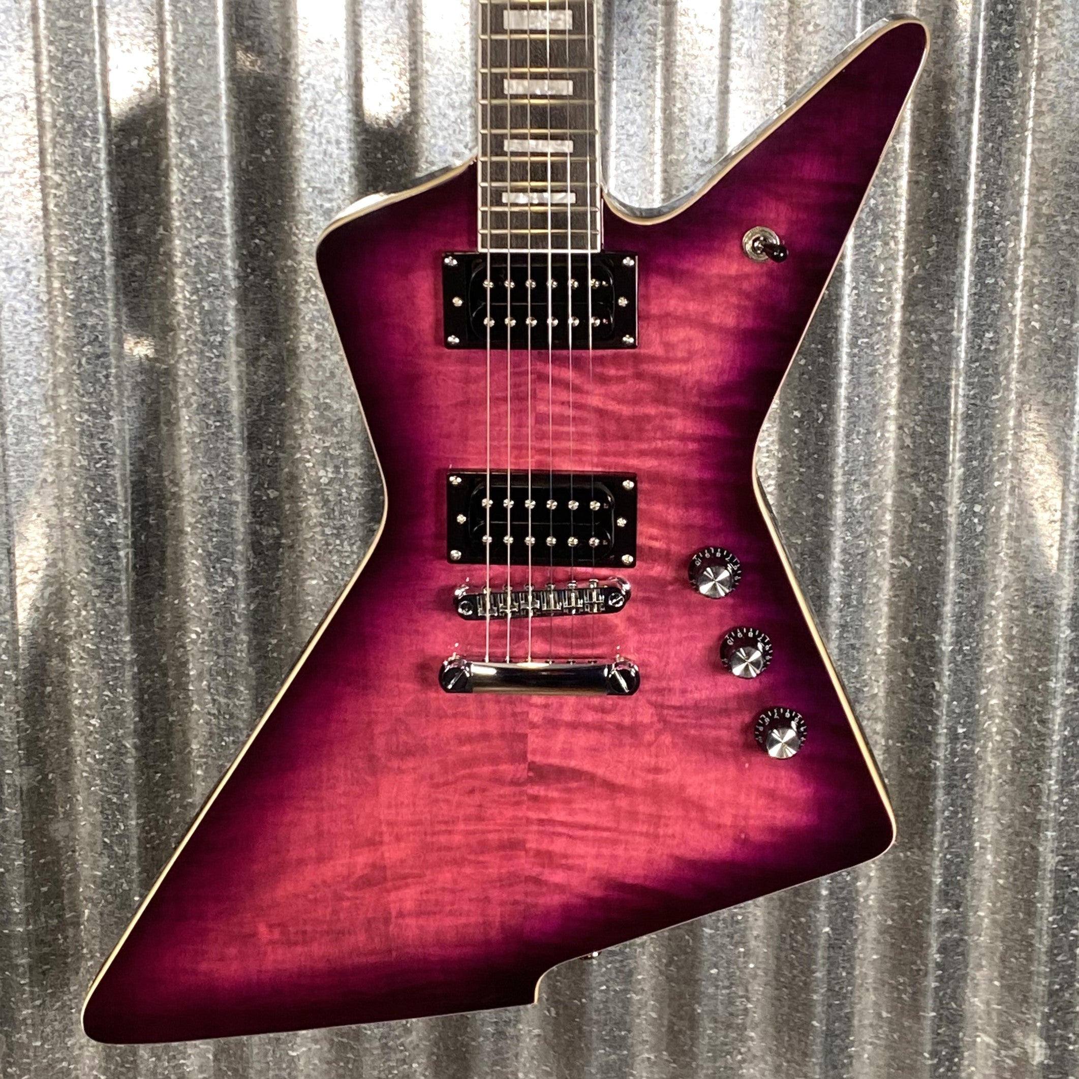 Westcreek Revenge Explorer Flame Transparent Purple Burst Guitar #0121 ...