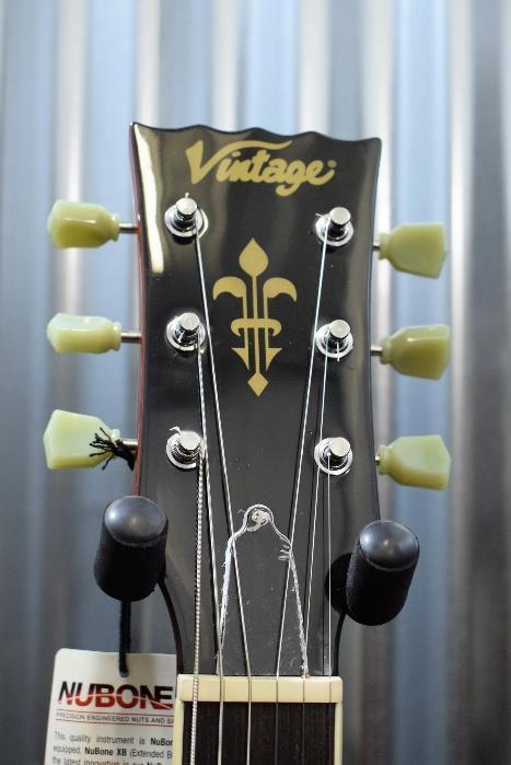 Vintage Guitars VSA500HB Honeyburst Semi-Hollow Body Set Neck Guitar & Case #50