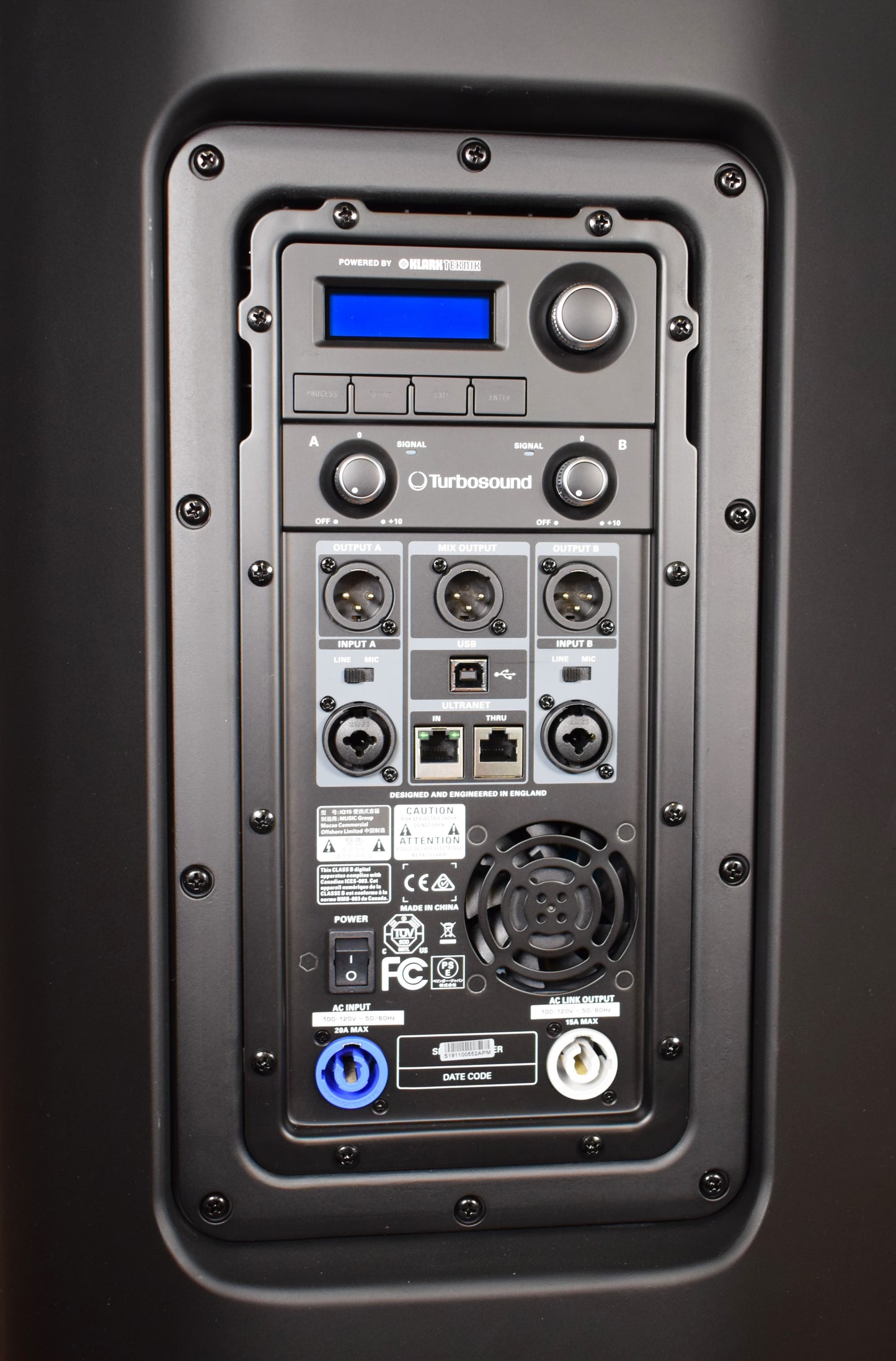 TurboSound IQ15 2500 Watt Powered 15" Two Way Loudspeaker Klark Teknik Utranet Pair