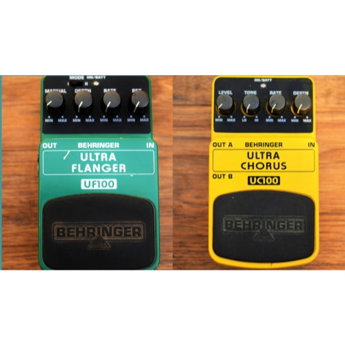Behringer UF100 Ultra Flanger & UC100 Ultra Chorus Guitar Effect Pedals Used