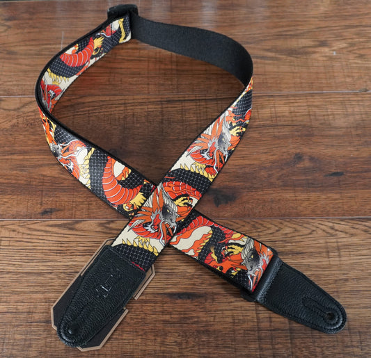 Levy's MPD2-123 2” Polyester Guitar Bass Strap with Japanese Traditional Dragon Motif