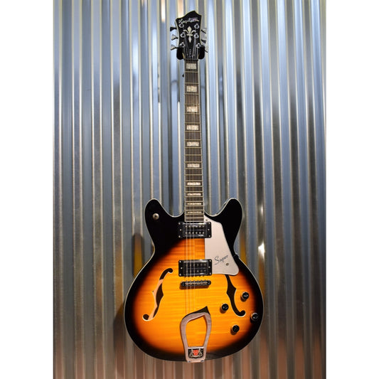 Hagstrom Super VIking SUVIK-TSB Tobacco Sunburst Flame Top Semi-Hollow Guitar #0276